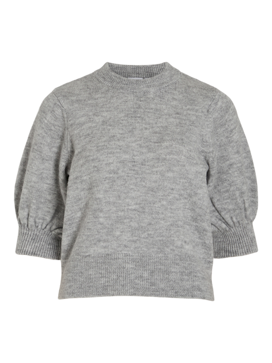 VIBIOLA Knit Top - Medium Grey Melange